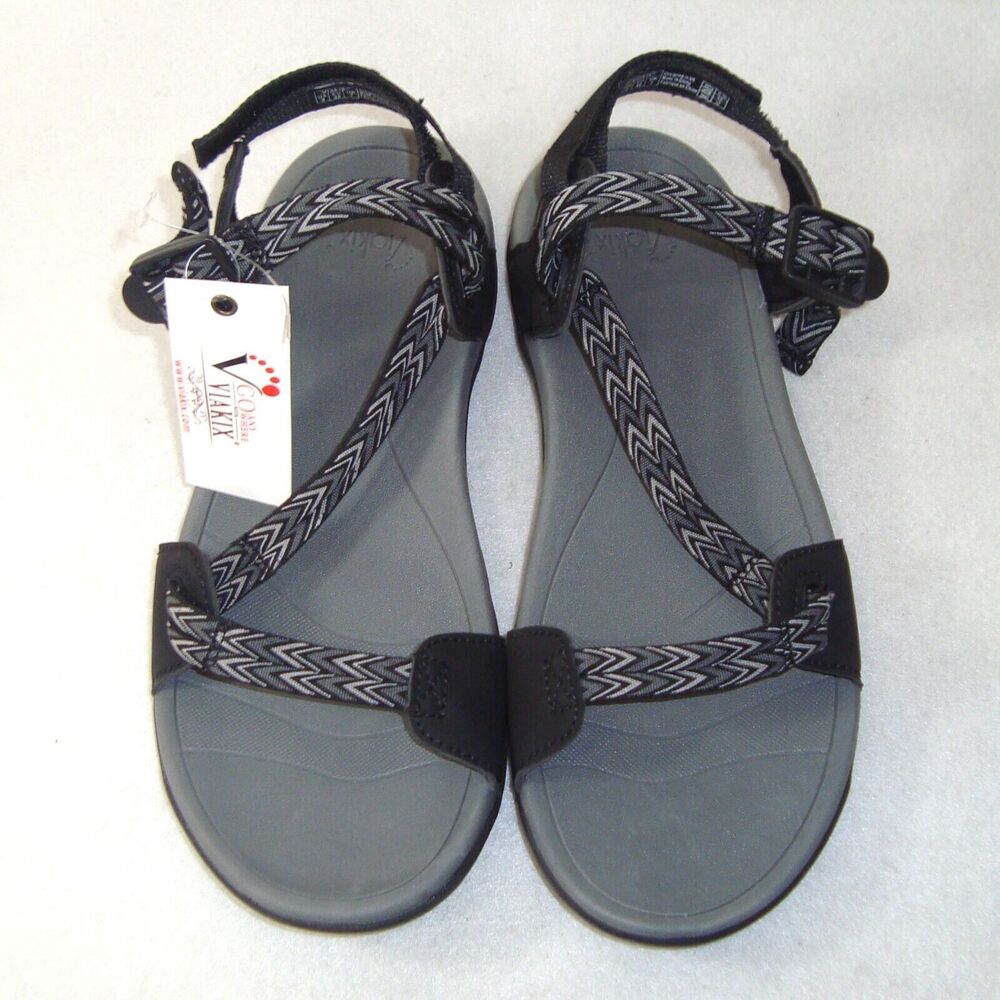Viakix Black and Gray Strappy Sandals